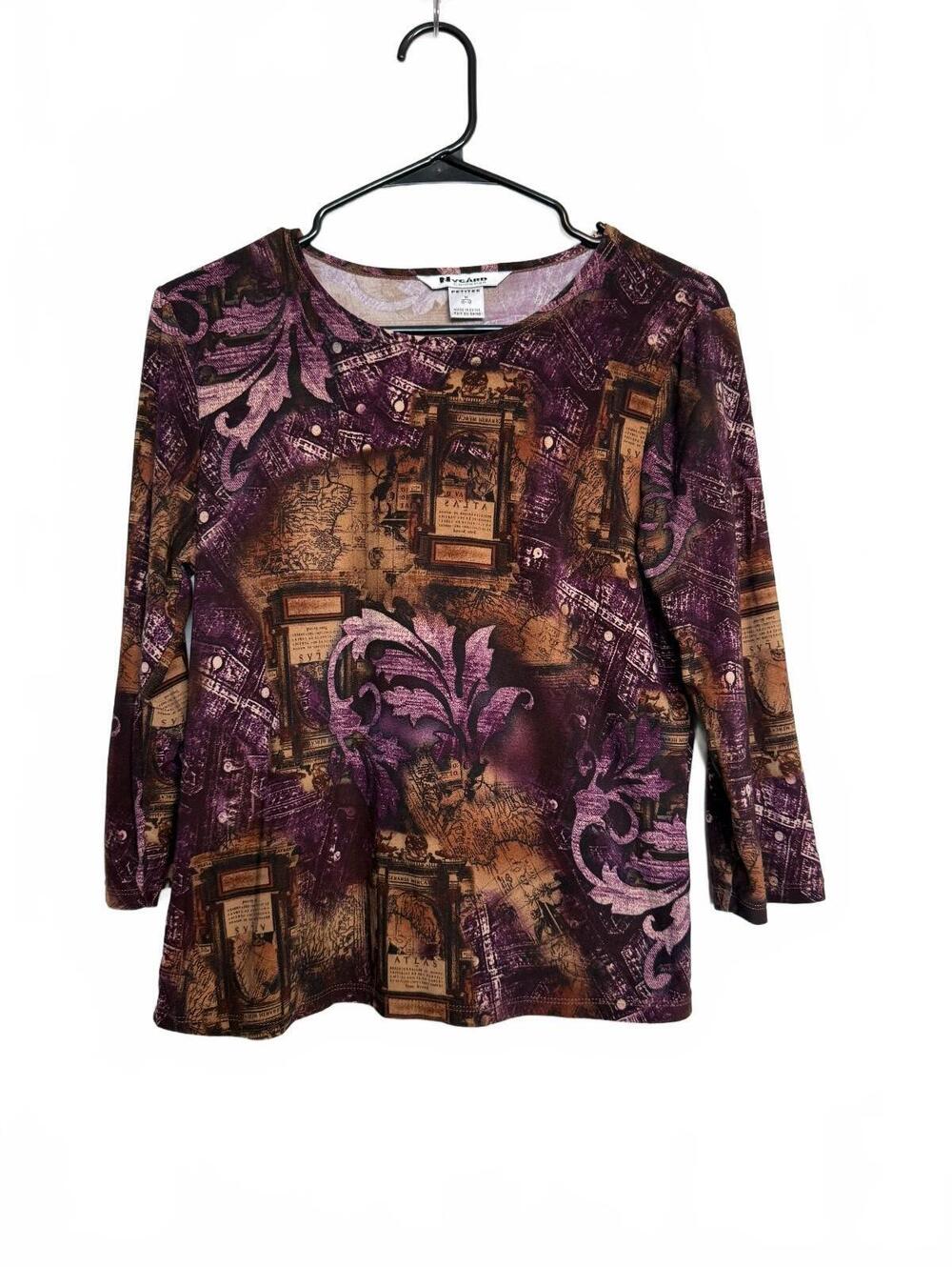Y2K Nycard Collection Medium Vintage Style Printed Long Sleeve Top